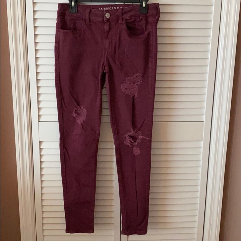 Maroon American Eagle Jeans Size 8